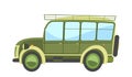 Car off road. Cartoon comic funny style. Side view. Beautiful green Automobile. Auto in flat design. Childrens Royalty Free Stock Photo