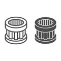 Car oil filter line and glyph icon. Automotive air filter vector illustration isolated on white. Auto part outline style Royalty Free Stock Photo