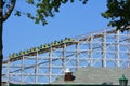 Car on old wooden roller coaster Royalty Free Stock Photo