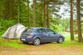 Car Opel Astra H parked in campsite. Hamina, Finland, SuomiHamina, Finland, Suomi