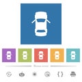 Car open front doors dashboard indicator flat white icons in square backgrounds