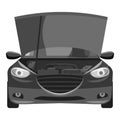 Car with open hood icon, gray monochrome style