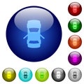 Car open rear doors dashboard indicator dark push buttons with color icons color glass buttons