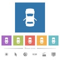 Car open rear doors dashboard indicator flat white icons in square backgrounds