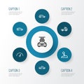 Car Outline Icons Set. Collection Of Hatchback, Chronometer, Crossover And Other Elements. Also Includes Symbols Such As