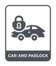 car and padlock icon in trendy design style. car and padlock icon isolated on white background. car and padlock vector icon simple Royalty Free Stock Photo