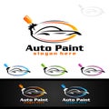 Car Painting Logo with Spray Gun and Sport Car Concept