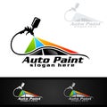 Car Painting Logo with Spray Gun and Sport Car Concept Royalty Free Stock Photo