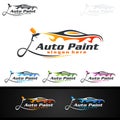 Car Painting Logo with Spray Gun and Sport Car Concept Royalty Free Stock Photo