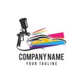 Car painting logo with spray gun and Unique Colorful Vehicle Concept Royalty Free Stock Photo