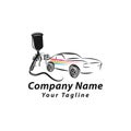 Car painting logo with spray gun and Unique Colorful Vehicle Concept Royalty Free Stock Photo