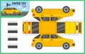 Car paper cut toy. Create 3d vehicle model yourself with scissors and glue. Children educational game worksheet with