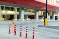 car park automatic entry system. Security system for building access - barrier gate stop with toll booth