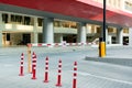 Car park automatic entry system. Security system for building access - barrier gate stop with toll booth