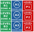 Car park building level, zone area, floor, vector illustration