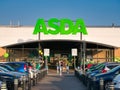 The car park and frontage of the a store of the ASDA British supermarket chain Royalty Free Stock Photo