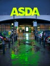 The car park and frontage of the a store of the ASDA British supermarket chain