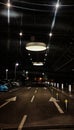 Car park and guiding lines and lights by night