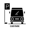 car park icon, black vector sign with editable strokes, concept illustration Royalty Free Stock Photo