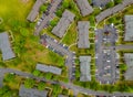 Car park in parking lot aerial view of the suburban area apartment i stay home concept of self isolation during the Covid-19 Royalty Free Stock Photo