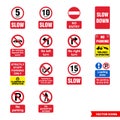 Car park prohibitory signs icon set of color types. Isolated vector sign symbols. Icon pack Royalty Free Stock Photo