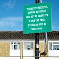 Car Park Sign Banning People From Skating Or Skateboarding