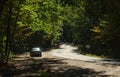 Car parked alone by a lonely country road Royalty Free Stock Photo