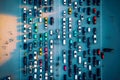 car is parked in large parking lot, aerial view car parking