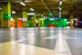 Car parking blurred. Empty road asphalt background in soft focus. Car lot parking space in underground city garage Royalty Free Stock Photo