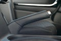 Manual brake in interior of modern car close Royalty Free Stock Photo
