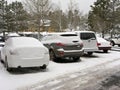 Car Parking after the NIght of Winter Snow Storm Royalty Free Stock Photo