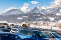 Car Parking at Hauser Kaibling - one of Austria`s top ski resorts. Dachstein massif, region Schladming Dachstein