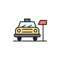 Car, Parking, Hotel, Service  Flat Color Icon. Vector icon banner Template Royalty Free Stock Photo