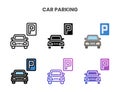 Car Parking icons set with different styles. Royalty Free Stock Photo