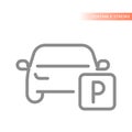 Car parking line vector icon