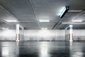 Car Parking Lot Floor Area of Shopping Mall, Perspective View Empty of Car Park Structure Building at Department Store. Auto Royalty Free Stock Photo