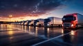 Car parking lot, Semi-Truck parked, Truck stop on Rest area On the highway Royalty Free Stock Photo