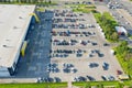 Car parking lot shopping center viewed from above. Aerial top view Royalty Free Stock Photo