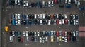Car parking lot viewed from above, Aerial view. Top view Royalty Free Stock Photo