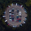 Car parking lot viewed from above, Aerial view Royalty Free Stock Photo