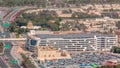 Car parking lot viewed from above timelapse, Aerial top view. Dubai, UAE