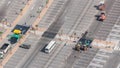 Car parking lot viewed from above timelapse, Aerial top view. Dubai, UAE