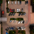 Car parking near the hotel or supermarket, view of cars in the parking lot from above Royalty Free Stock Photo