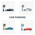 Car Parking outline icon. Thin style design from city elements icons collection. Pixel perfect symbol of car parking icon. Web Royalty Free Stock Photo