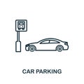 Car Parking outline icon. Thin style design from city elements icons collection. Pixel perfect symbol of car parking icon. Web Royalty Free Stock Photo