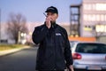 Car Parking Security Guard Officer Standing Royalty Free Stock Photo