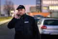 Car Parking Security Guard Officer Standing Royalty Free Stock Photo