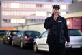 Car Parking Security Guard Officer Standing Royalty Free Stock Photo