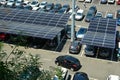 Car parking space at shopping mall covered with solar panels