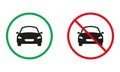 Car Parking Warning Road Sign. Vehicle Entry Silhouette Icons Set. Parking Allowed Zone. Transport Prohibited Symbol Royalty Free Stock Photo